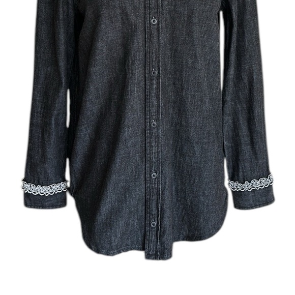 POLO RALPH LAUREN Black Denim Long Sleeve Shirt Lace Cowgirl Western Size 4 - Picture 3 of 13